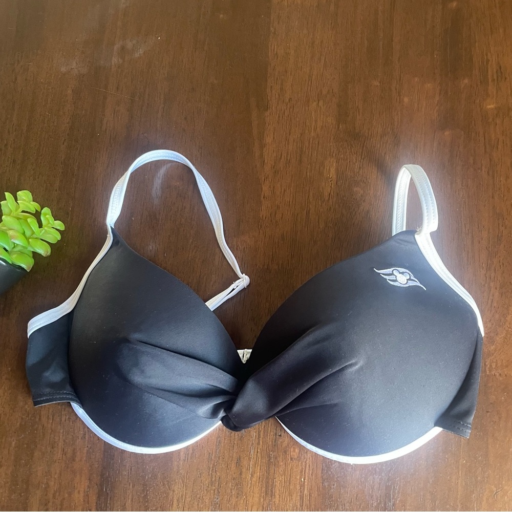 Disney Parks Black & White Bikini Top With Mickey Logo Size Large